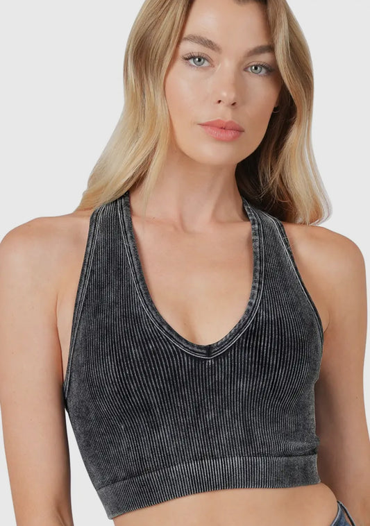 Premium Washed Seameless Rib Crop Top